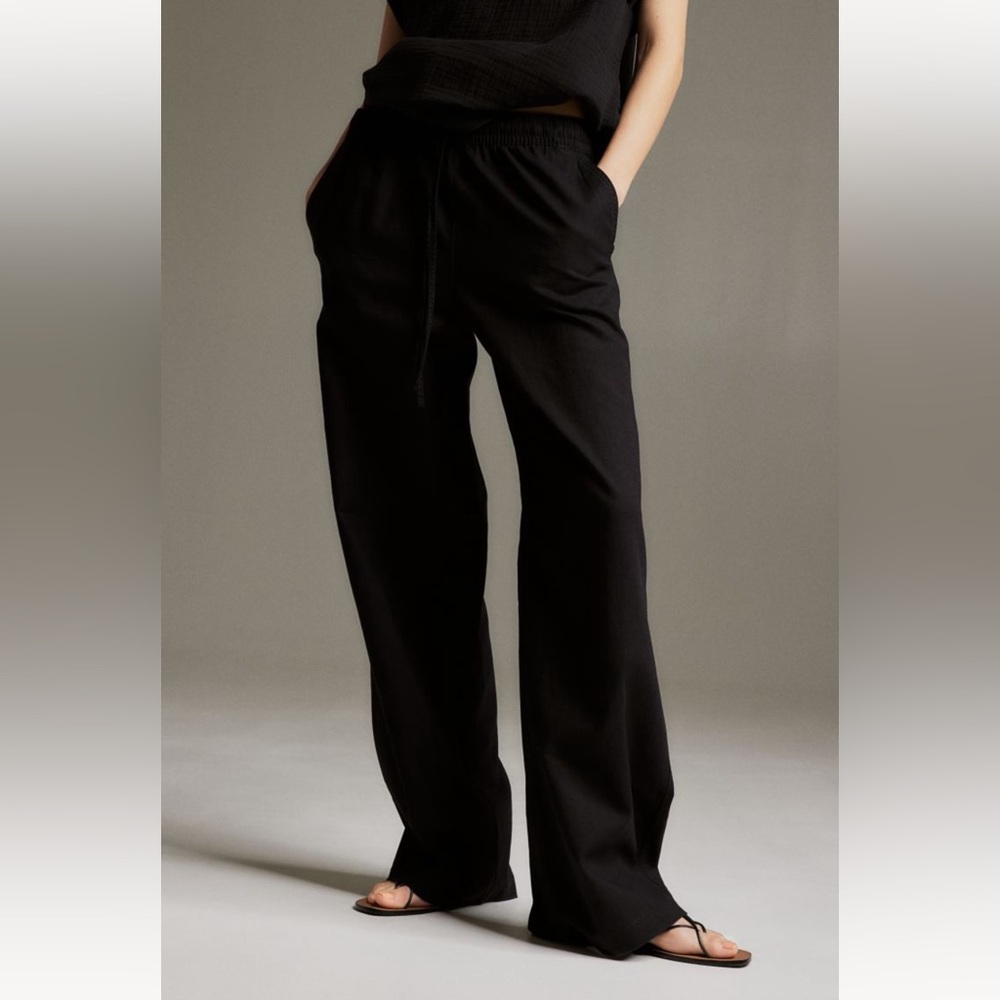 New with tags linen blend wide leg pants